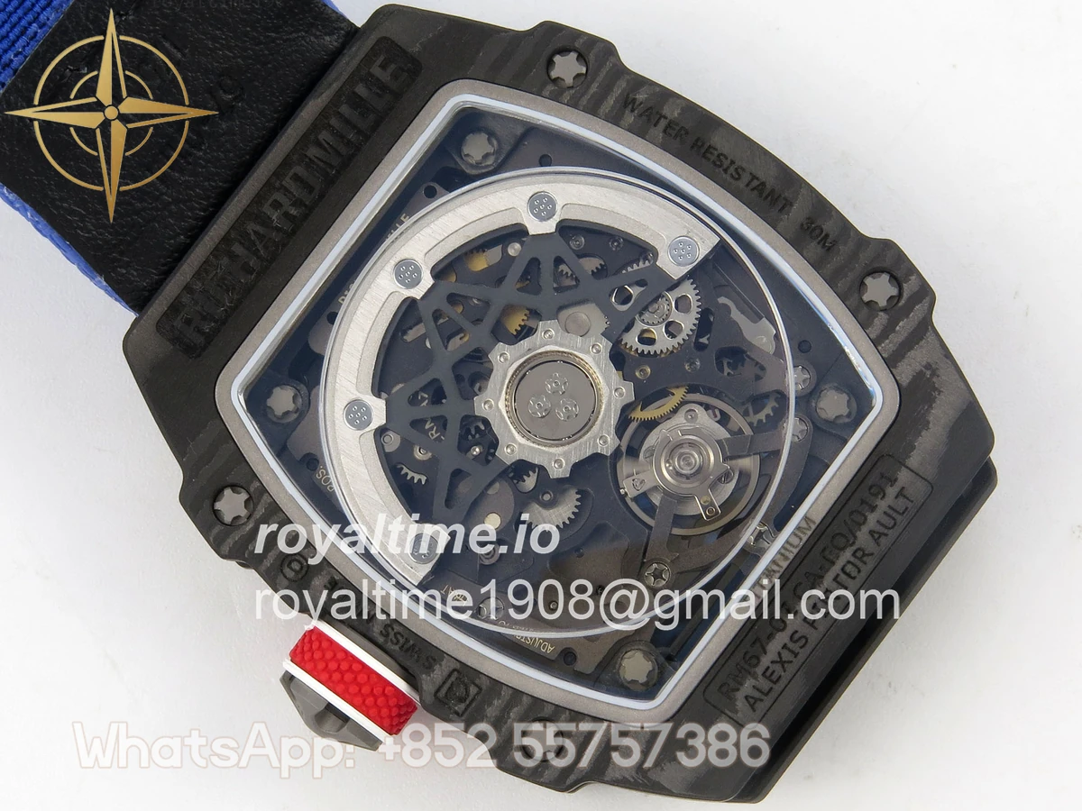 Richard Mille AVF RM67-02 France Black NTPT Spain Skeleton Dial on Blue Elastic strap CRMA7 - Image 12