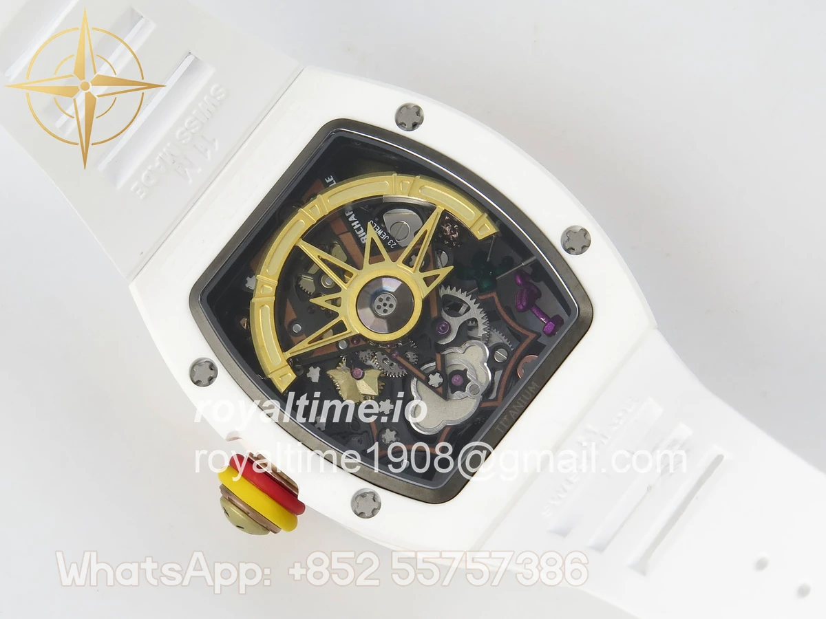 Richard Mille RM88 Tourbillon Smiley White Ceramic RMF on White Rubber Strap - Image 12