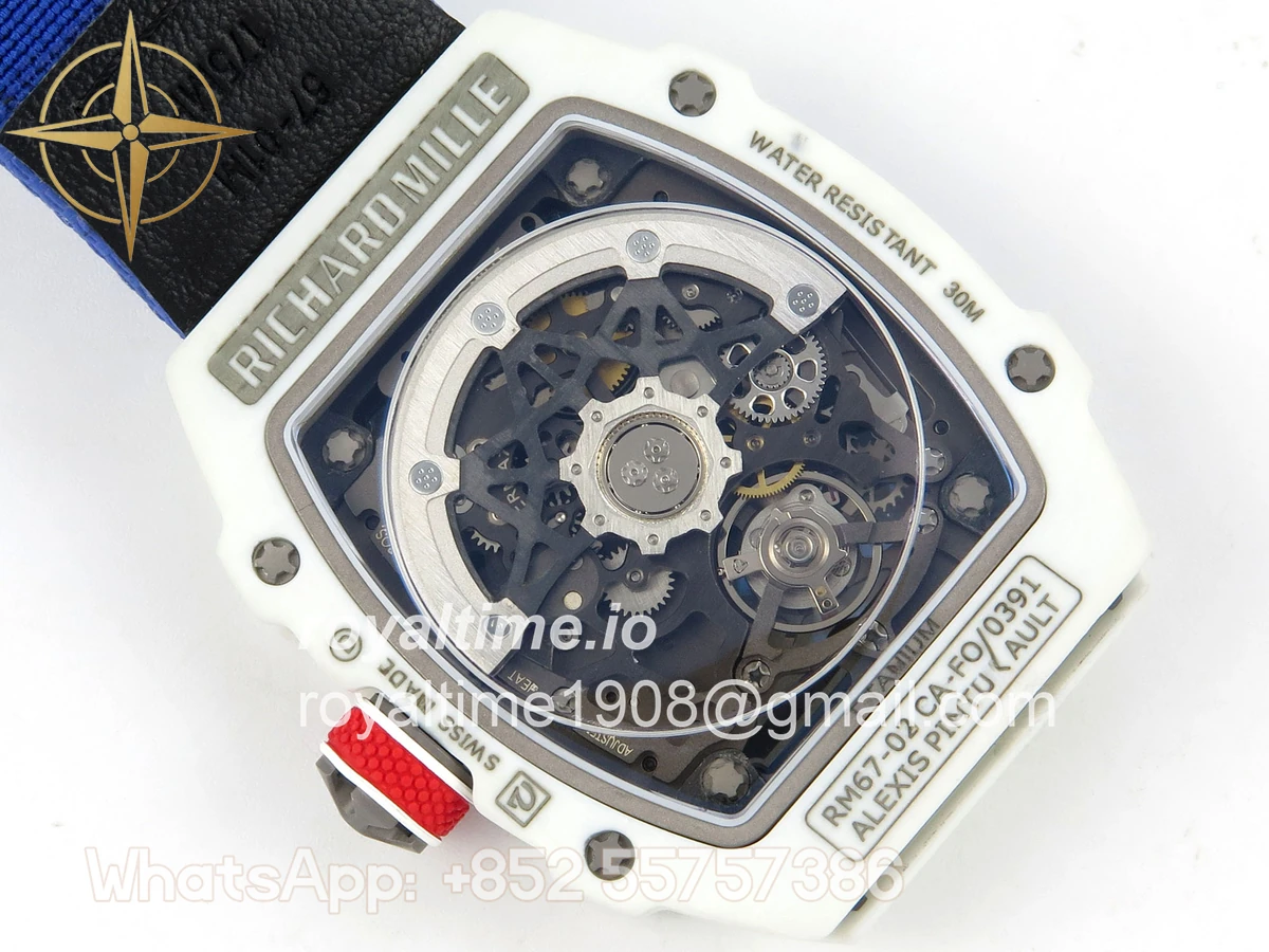 Richard Mille AVF RM67-02 France White NTPT Spain Skeleton Dial on Blue Elastic strap CRMA7 - Image 12