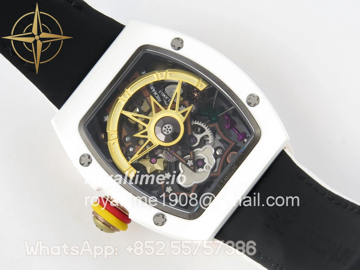 Richard Mille RM88 Tourbillon Smiley White Ceramic RMF on White Velcro Strap - Image 12
