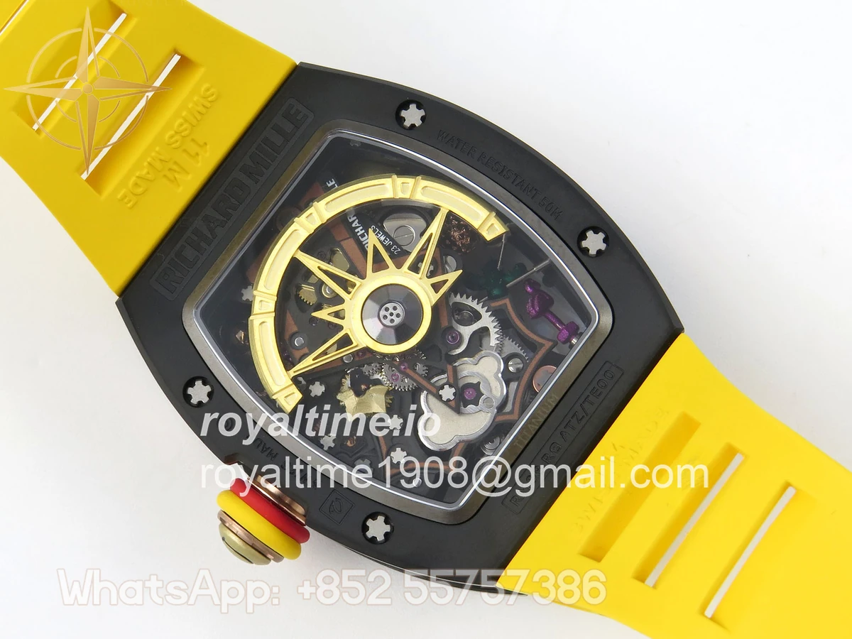 Richard Mille RM88 Tourbillon Smiley White Ceramic RMF on Yellow Rubber Strap - Image 12
