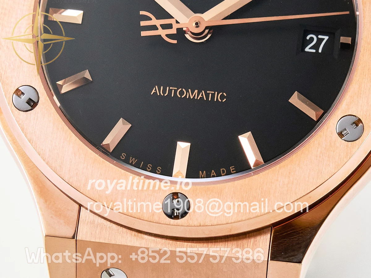 Hublot Classic Fusion 38mm RG JJF Black Dial on Black Gummy Leather Strap - Image 12