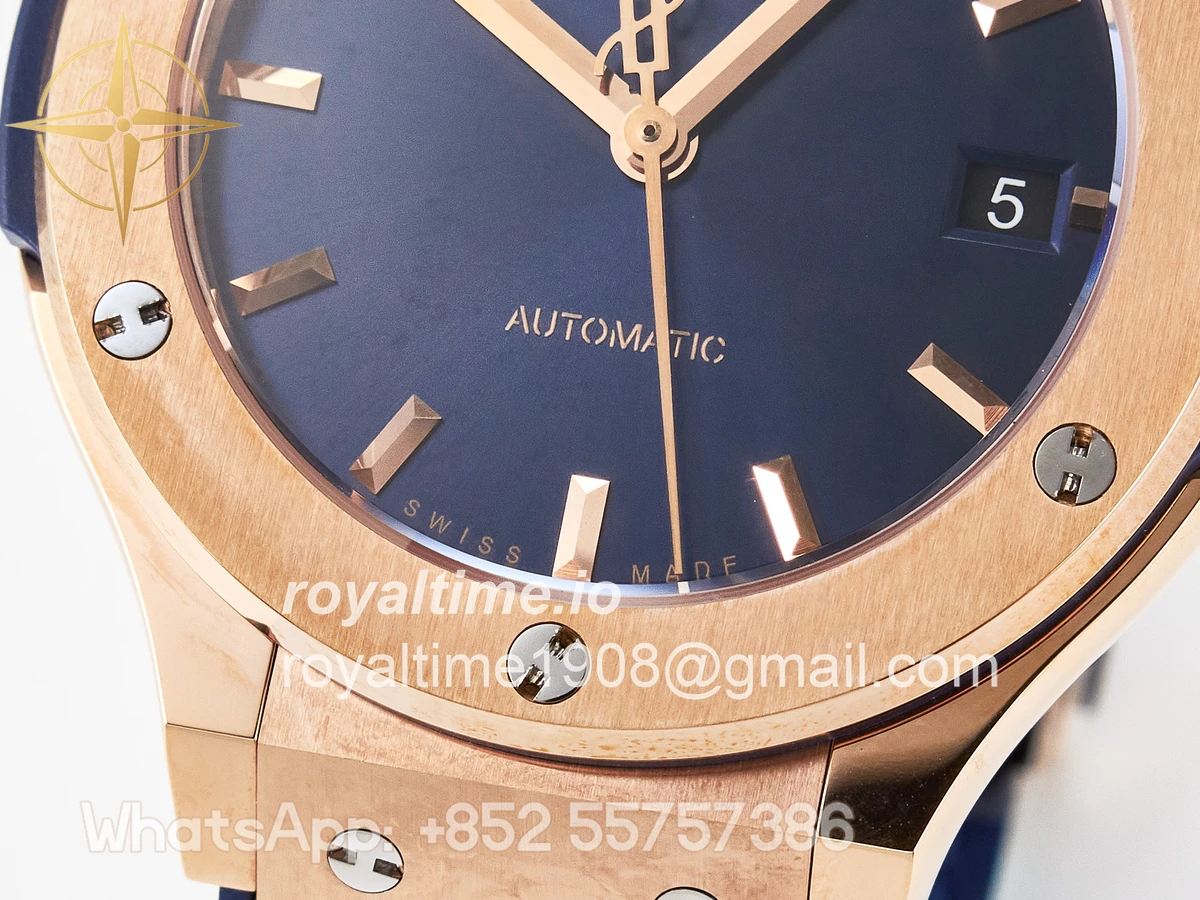 Hublot Classic Fusion 38mm RG JJF Blue Dial on Blue Gummy Leather Strap - Image 12