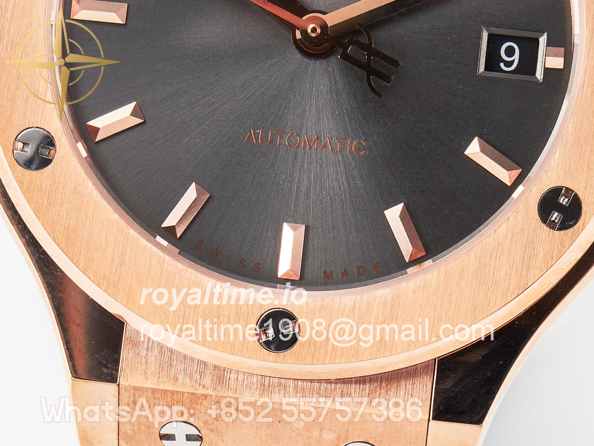 Hublot Classic Fusion 38mm RG JJF Gray Dial on Black Gummy Leather Strap - Image 12