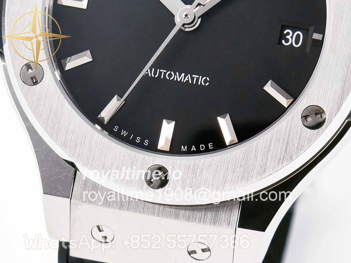 Hublot Classic Fusion 38mm SS JJF Black Dial on Black Gummy Leather Strap - Image 12