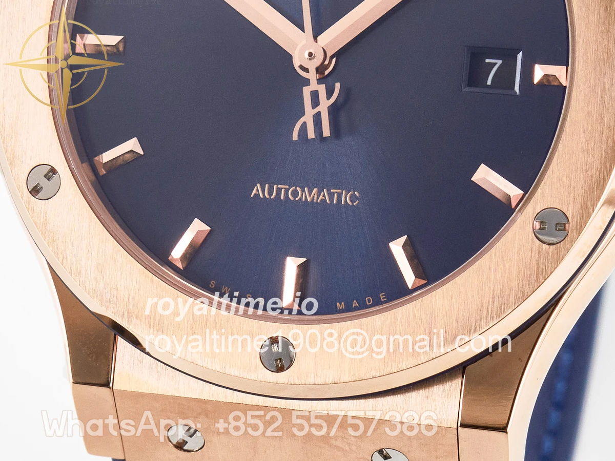 Hublot Classic Fusion 42mm RG JJF Blue Dial on Blue Gummy Leather Strap - Image 12