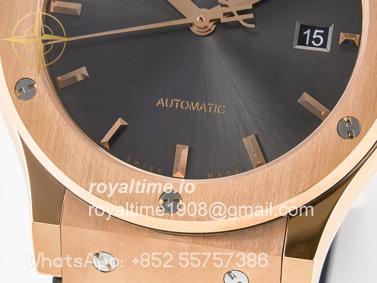 Hublot Classic Fusion 42mm RG JJF Gray Dial on Black Gummy Leather Strap - Image 12