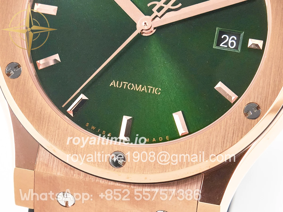 Hublot Classic Fusion 42mm RG JJF Green Dial on Green Gummy Leather Strap - Image 12