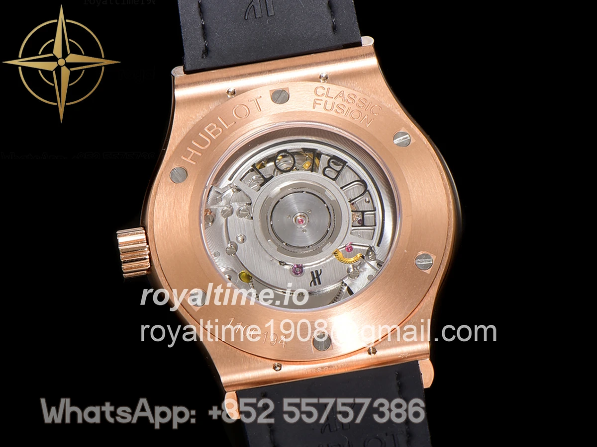 Hublot Classic Fusion Automatic 42mm Diamond Paved Dial in Rose Gold on Brown Leather Strap - Image 12