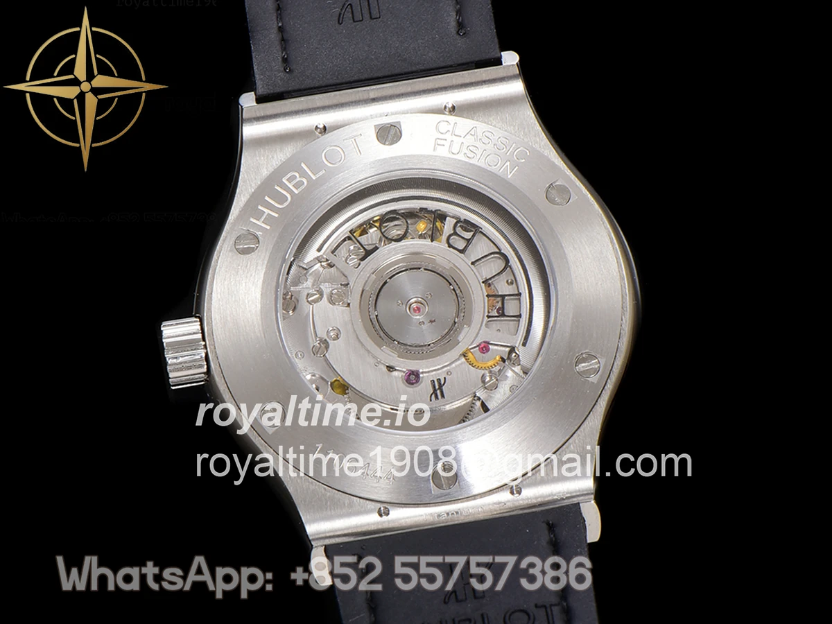 Hublot Classic Fusion Automatic 42mm Diamond Paved Dial in Steel on Black Leather Strap - Image 12