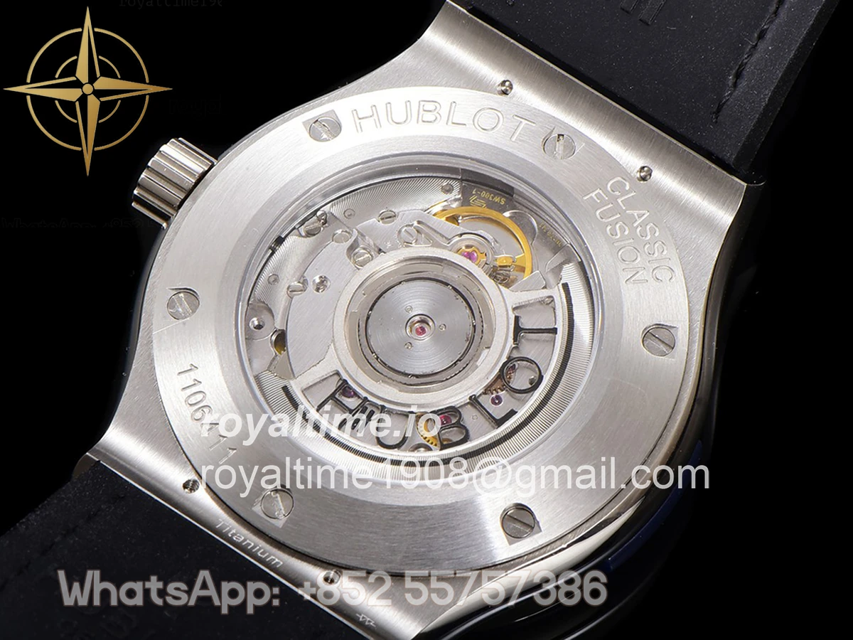 Hublot Classic Fusion Automatic 42mm Diamond Paved Dial in Steel on Blue Leather Strap - Image 12