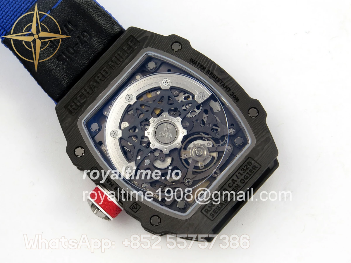 Richard Mille Umi Maker's RM67-02 Black NTPT France Blue/Red/White Skeleton Dial on Nylon strap CRMA7 V2 - Image 12