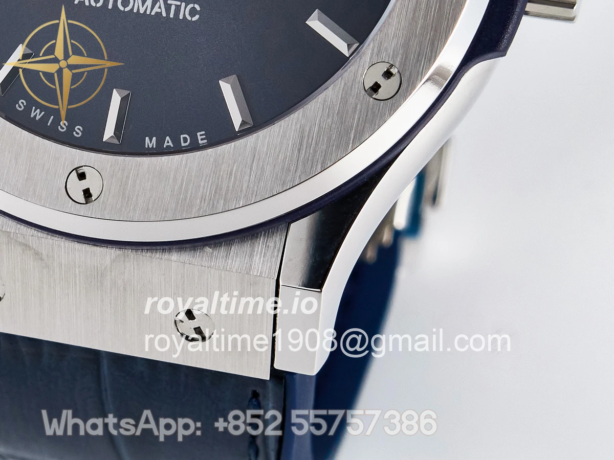 Hublot Classic Fusion Bang 42mm HBF Blue Dial on Blue Leather Strap A2892 - Image 12