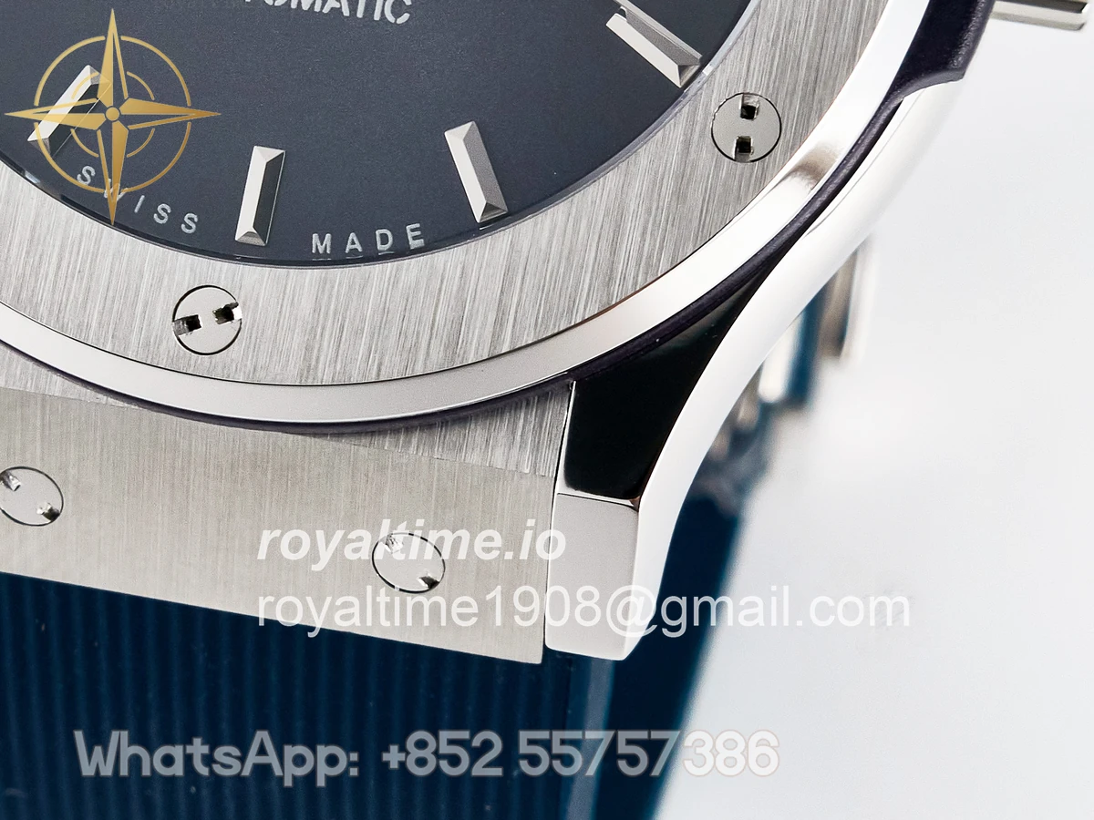 Hublot Classic Fusion Bang 42mm HBF Blue Dial on Blue Rubber Strap A2892 - Image 12