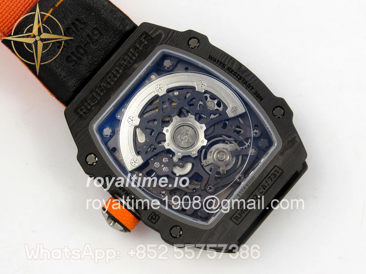 Richard Mille Umi Maker's RM67-02 Black NTPT McLaren Orange Skeleton Dial on Nylon strap CRMA7 V2 - Image 12