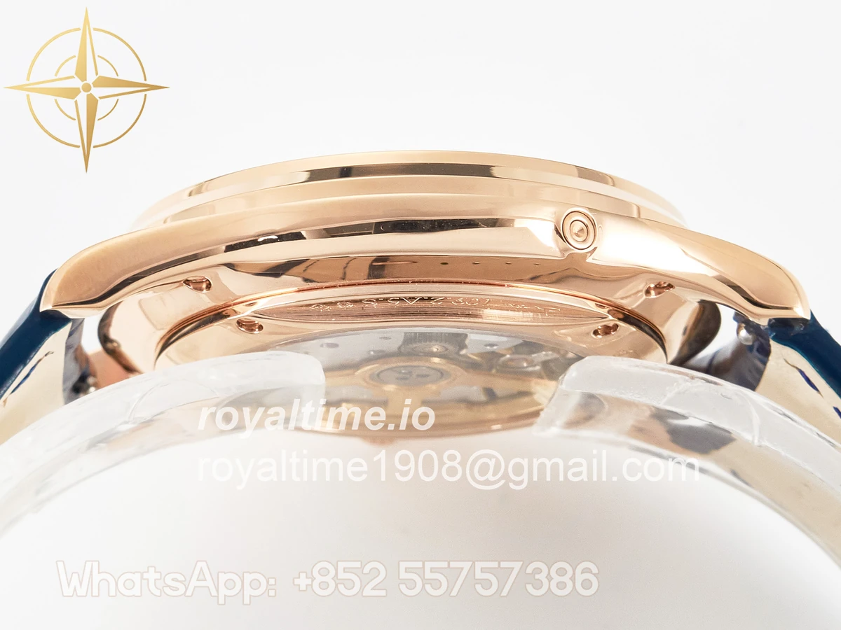 Jaeger-LeCoultre Master Ultra Thin Moon RG Z+F Blue Dial on Blue Leather Strap SA925 - Image 12