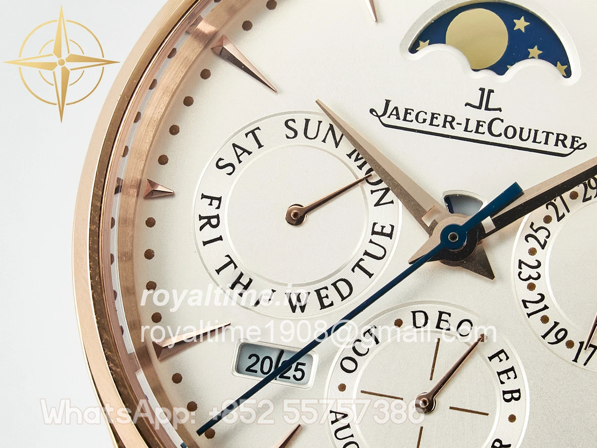 Jaeger-LeCoultre Master Ultra Thin Perpetual Calendar RG V9F White Dial on Brown Leather Strap A868 V2 - Image 12