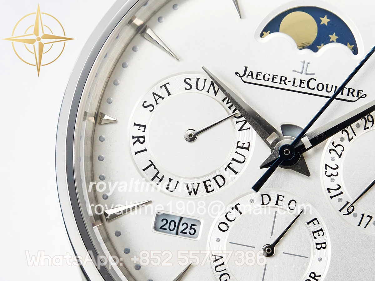 Jaeger-LeCoultre Master Ultra Thin Perpetual Calendar SS V9F White Dial on Black Leather Strap A868 V2 - Image 12