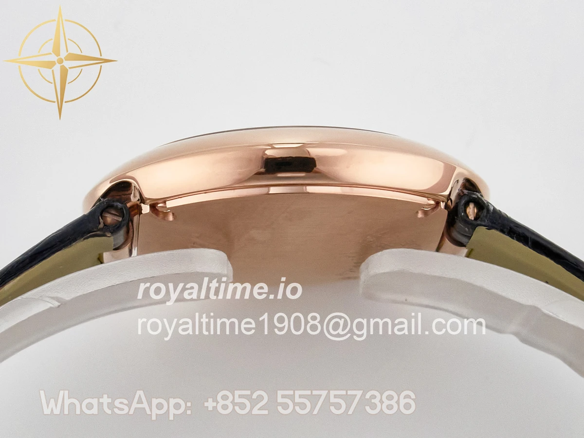 Cartier Ballon Blanc De Cartier 30mm RG DRF Silvered Texture Dial on Black Leather Strap Ronda Quartz - Image 12