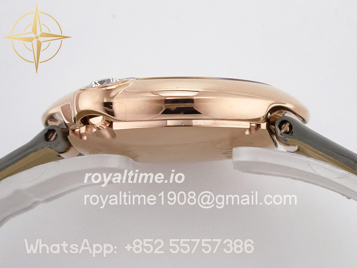 Cartier Ballon Blanc De Cartier 30mm RG DRF Silvered Texture Dial on Green Leather Strap Ronda Quartz - Image 12