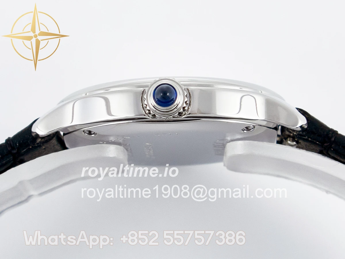 Cartier Ronde De Cartier 29mm DRF Sandblasted Silver-Plated White Dial on Black Leather Strap Ronda Quartz - Image 12