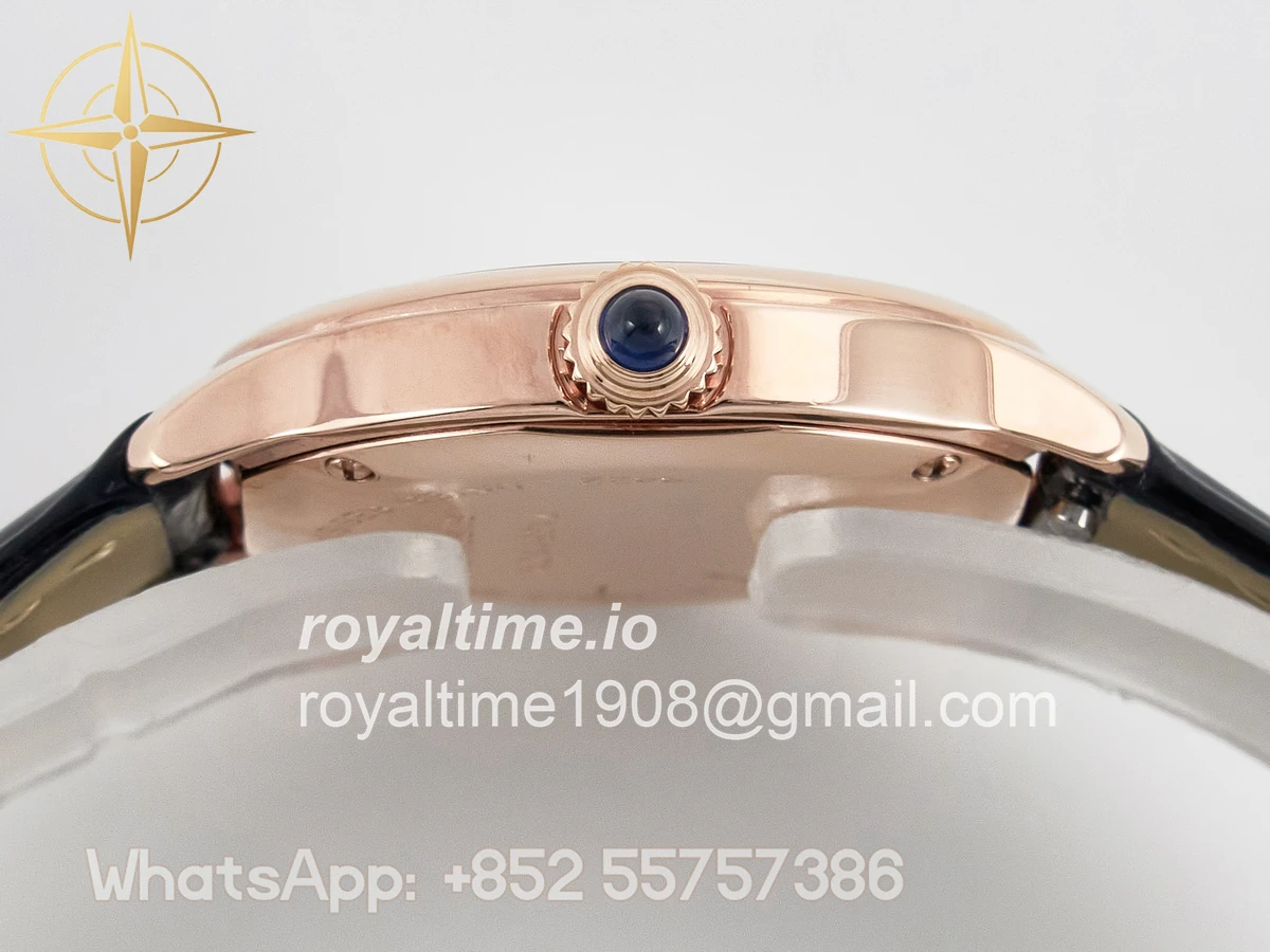 Cartier Ronde De Cartier 29mm RG DRF Sandblasted Silver-Plated White Dial on Black Leather Strap Ronda Quartz - Image 12