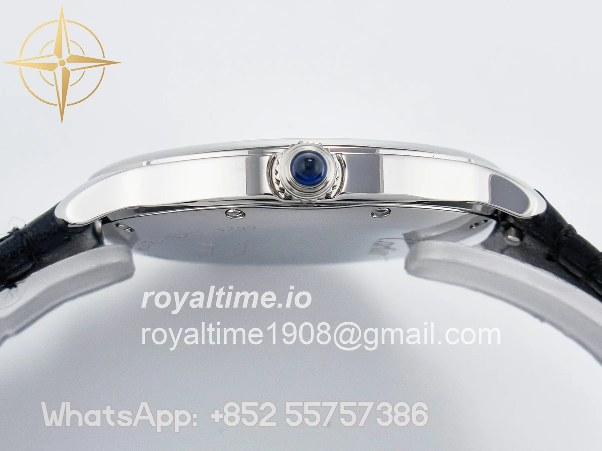 Cartier Ronde De Cartier 36mm DRF Sandblasted Silver-Plated White Dial on Black Leather Strap Ronda Quartz - Image 12