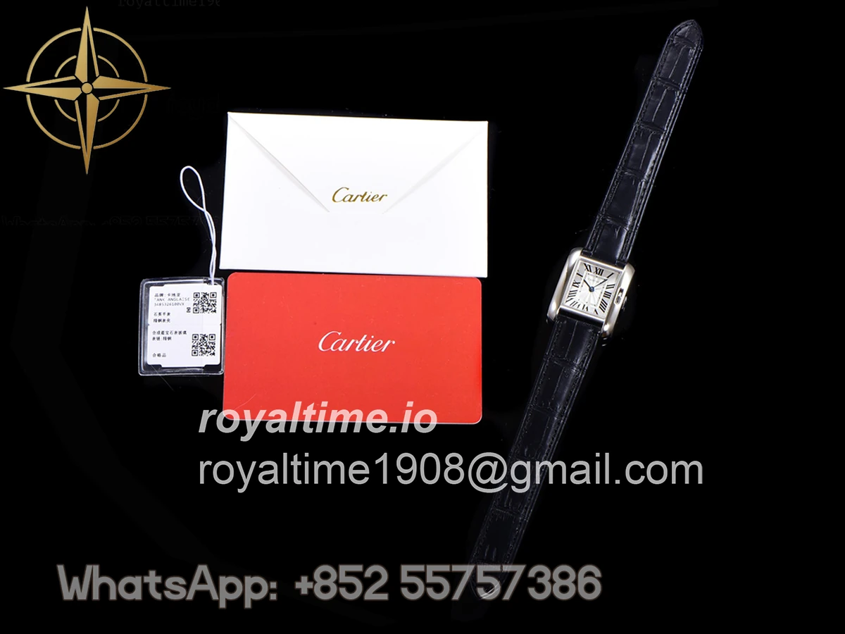 Cartier Tank Anglaise 30.2mm White Dial in Steel on Leather Strap - Image 12