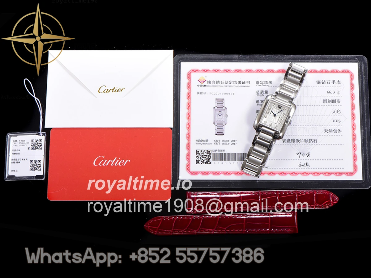 Cartier Tank Anglaise 30.2mm White Dial with Diamond Marker in Steel - Image 12