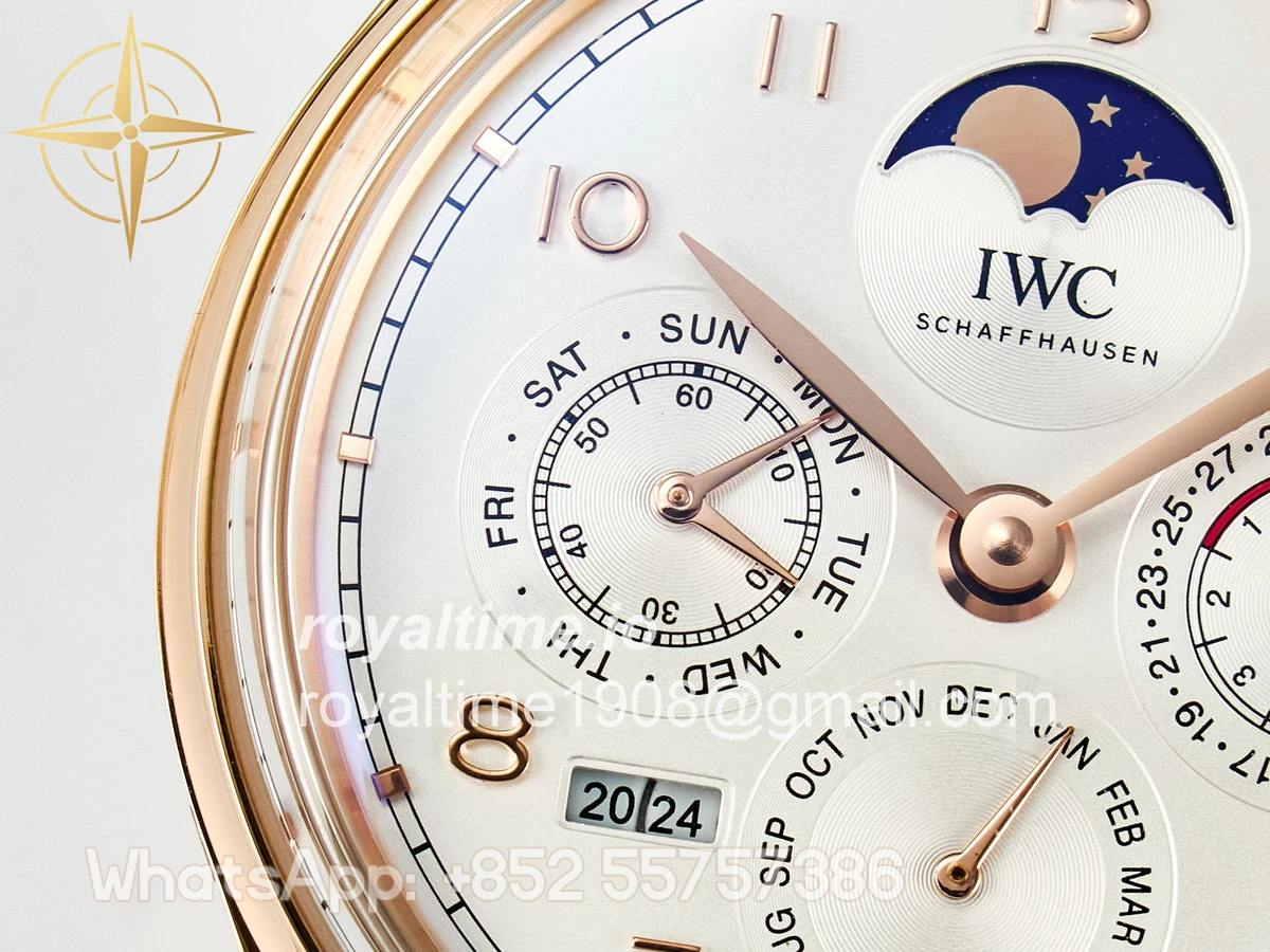 IWC IW5033 Portugieser Perpetual Calendar RG V9F White Dial on Brown Leather Strap A52610 - Image 12