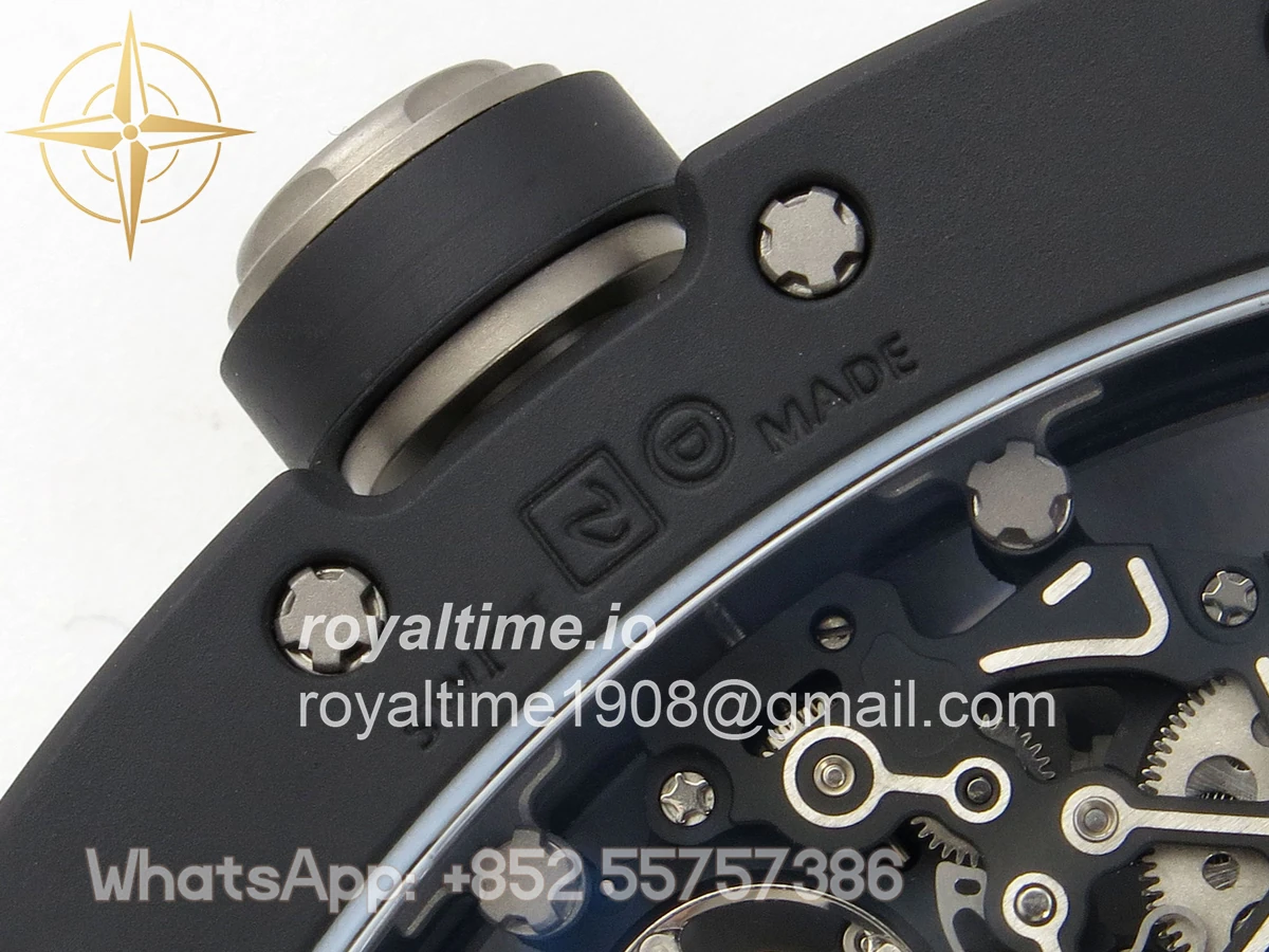 Richard Mille Custom RM055 Black Ceramic ZGF Silver Inner Bezel on Black Rubber Strap Vaucher Manufacture Fleurier Movement (Free Sprung) - Image 12