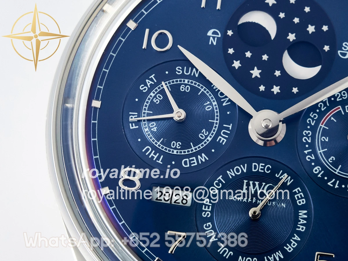 IWC IW5034 Portugieser Perpetual Calendar SS V9F Blue Dial on Black Leather Strap A52610 - Image 12