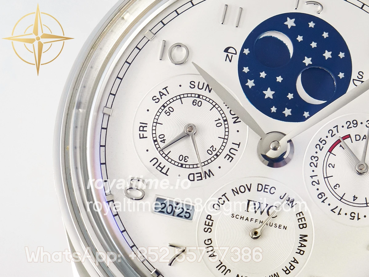 IWC IW5034 Portugieser Perpetual Calendar SS V9F White Dial on Black Leather Strap A52610 - Image 12