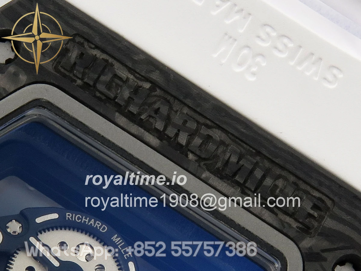Richard Mille Custom RM055 Black Ceramic ZGF White Inner Bezel on White Rubber Strap Vaucher Manufacture Fleurier Movement (Free Sprung) - Image 12