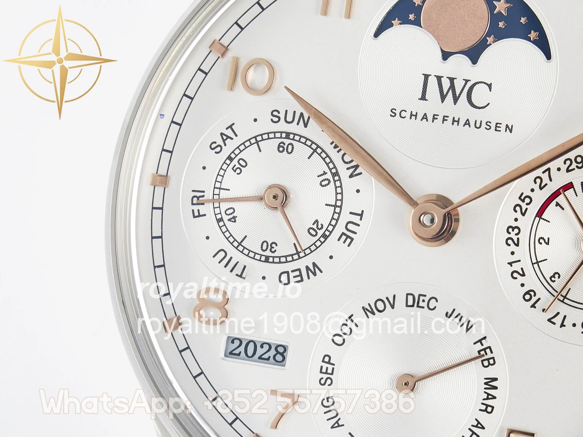 IWC Portugieser Perpetual Calendar SS 5033 APSF White Dial on Brown Leather Strap A52610 - Image 12