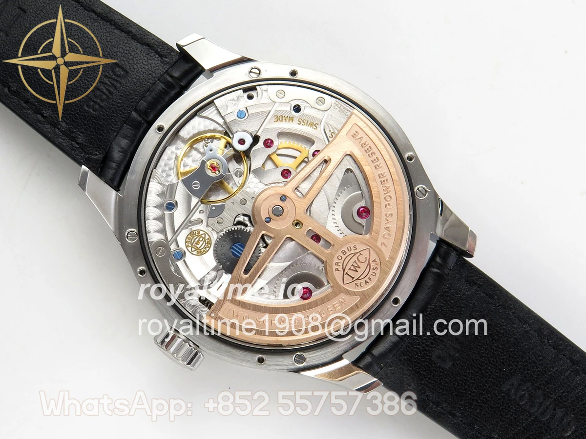 IWC Portugieser Perpetual Calendar SS 5033 APSF White/SS Dial on Black Leather Strap A52610 - Image 12