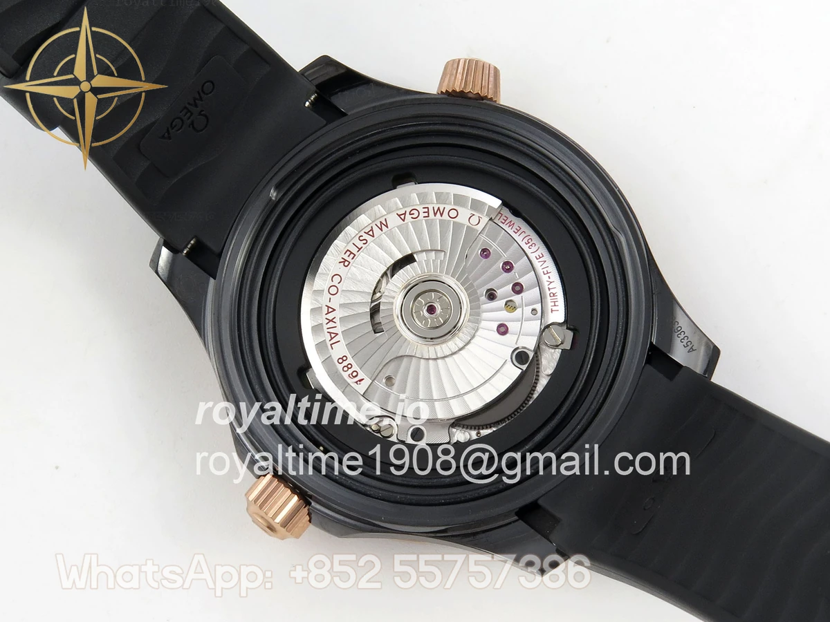 Omega Seamaster Diver 300M Black Ceramic Bezel RG ORF Black Dial On Black Rubber Strap OR8806 - Image 12