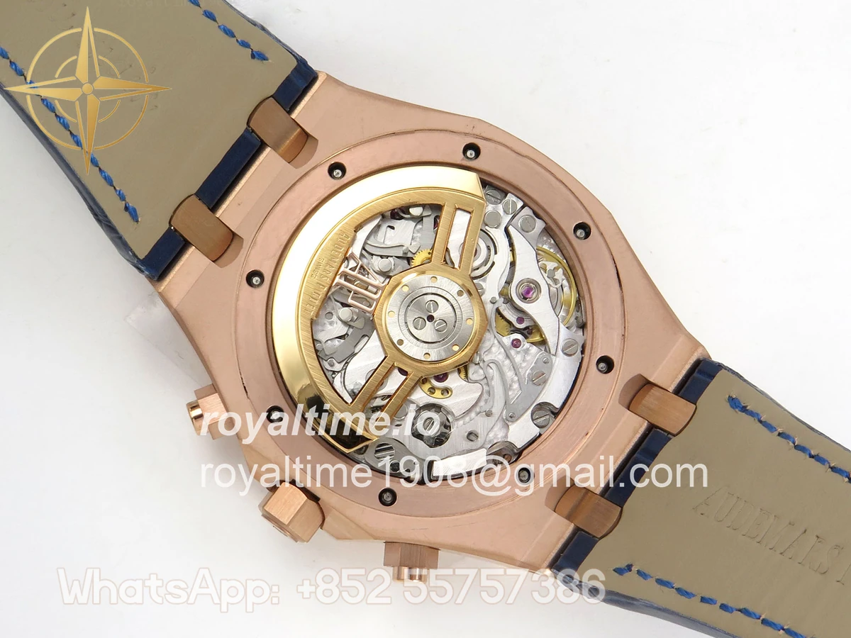 Audemars Piguet Royal Oak Chrono 26240 RG DDF Blue/RG Dial on Blue Leather Strap DD4401 (SW Dial) - Image 12