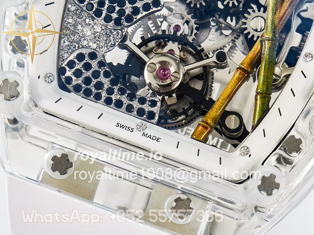 Richard Mille RM026 Transparent Tourbillon RMF Panda Skeleton Dial on Translucent Rubber Strap - Image 12