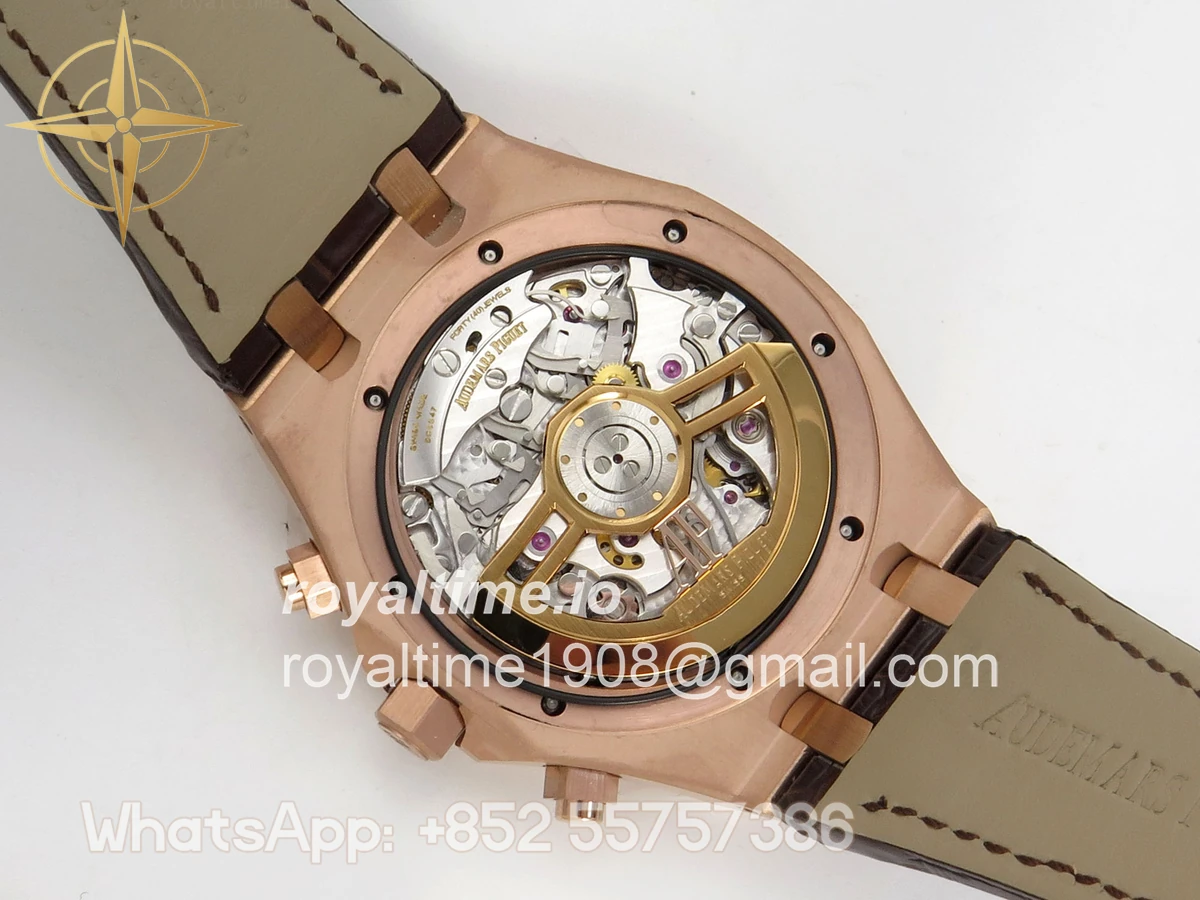 Audemars Piguet Royal Oak Chrono 26240 RG DDF White Dial on Brown Leather Strap DD4401 Gain Weight (SW Dial) - Image 12