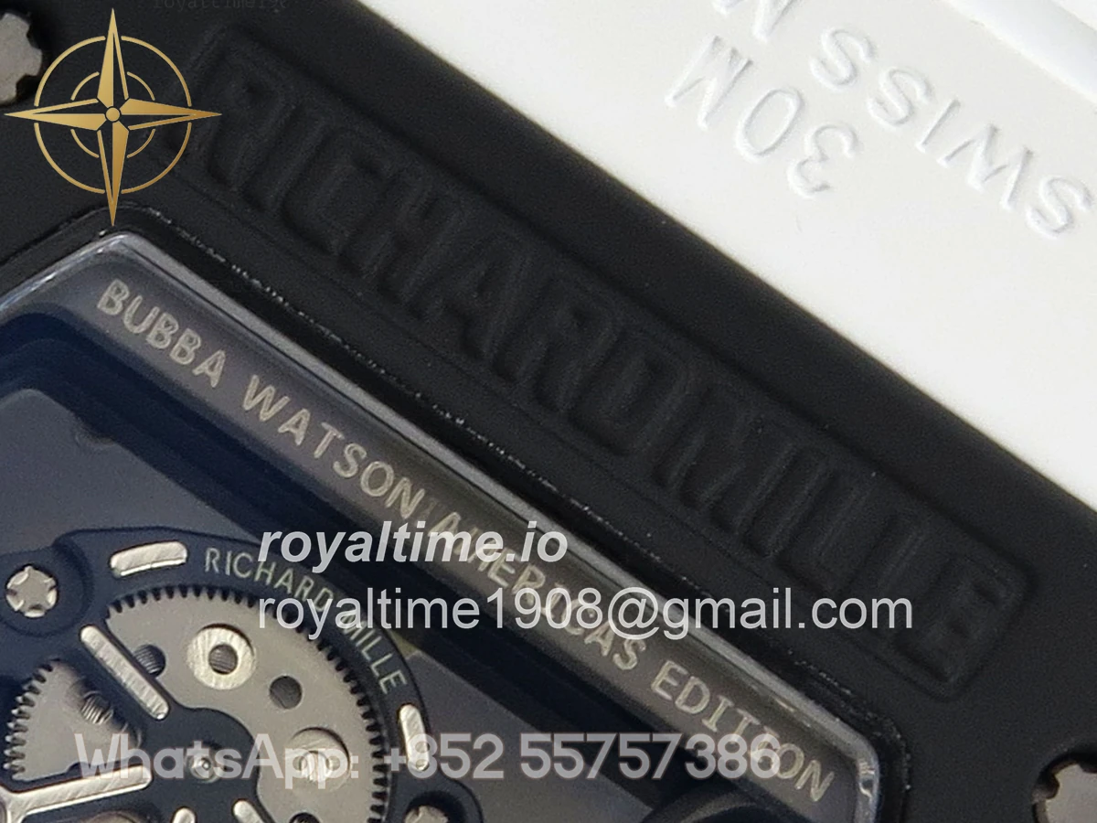 Richard Mille RM055 Black Ceramic APSF on White Inner Bezel on White Rubber Strap RMUL2 - Image 12