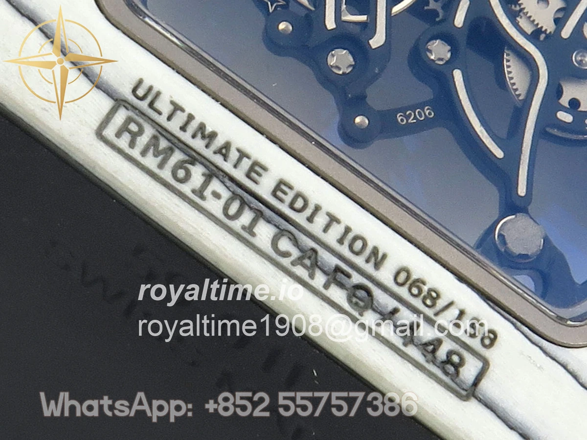 Richard Mille RM061-01 Yohan Blake White NTPT RF on Black Rubber Strap RMUL2 - Image 13