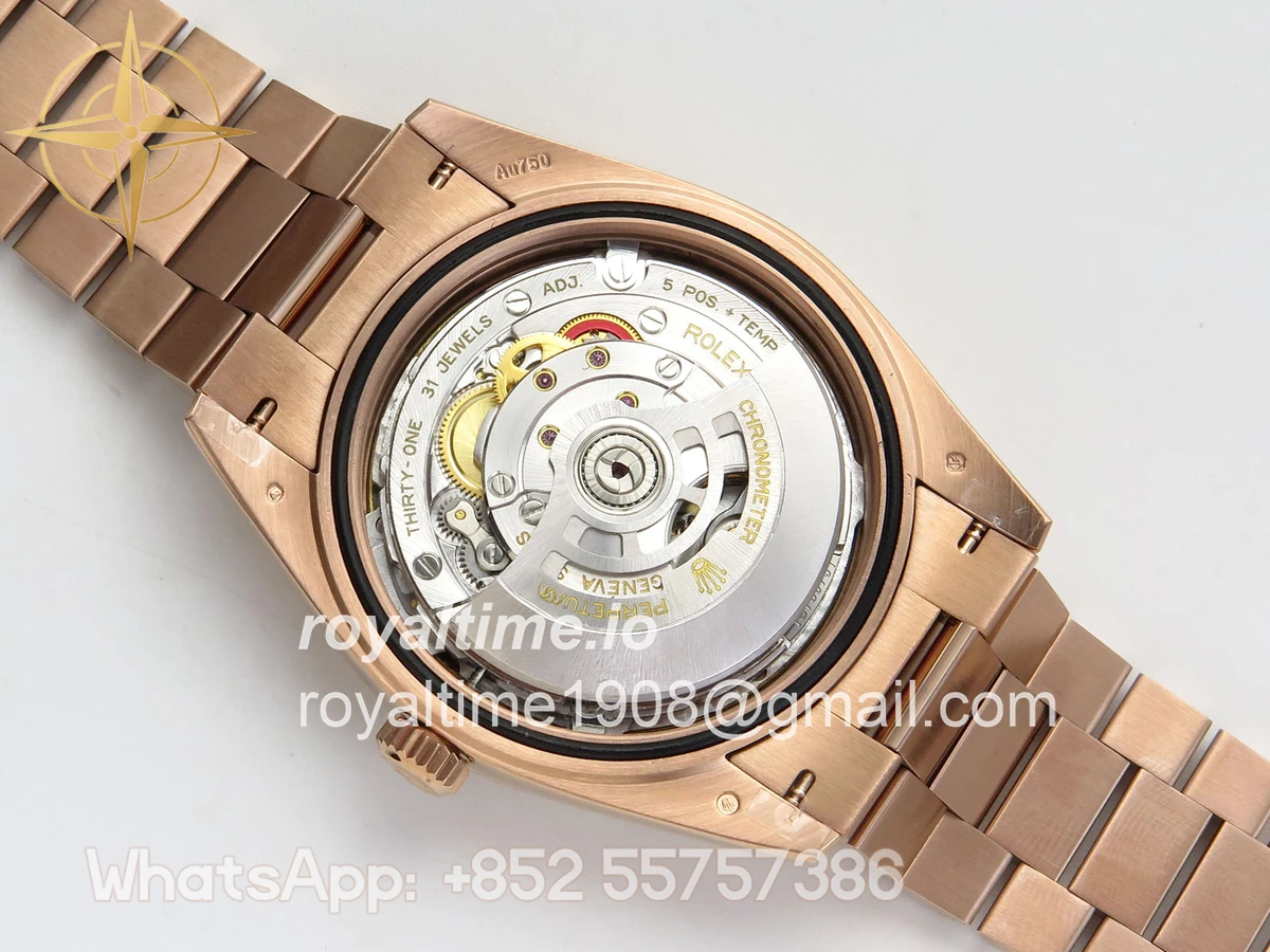 Rolex DayDate 40 RG QF 904L Steel Brown Crystal Dial on President Bracelet VR3255 V8 (Gain Weight) - Image 13