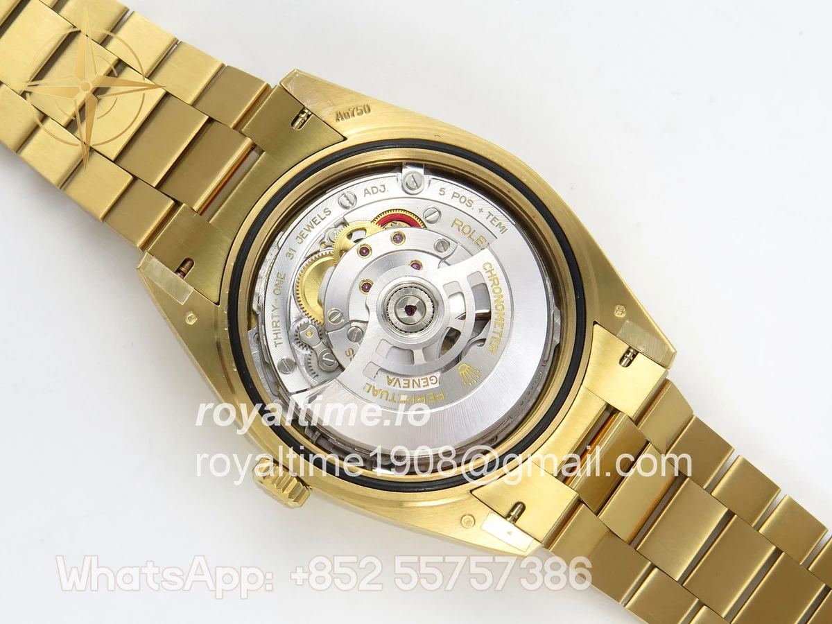 Rolex DayDate 40 YG QF 904L Steel Green Roman Dial on President Bracelet VR3255 V8 (Gain Weight) - Image 13