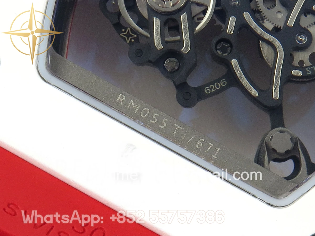 Richard Mille RM055 White Ceramic APSF Red Skeleton Dial on Red Rubber Strap RMUL2 - Image 13