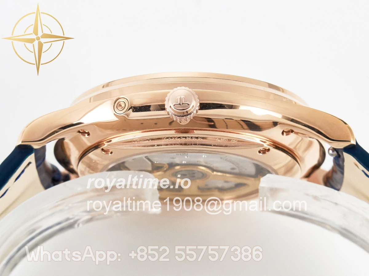 Jaeger-LeCoultre Master Ultra Thin Moon RG Z+F Blue Dial on Blue Leather Strap SA925 - Image 13