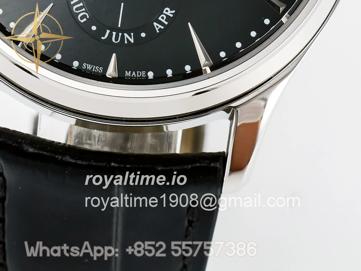 Jaeger-LeCoultre Master Ultra Thin Perpetual Calendar SS V9F Black Dial on Black Leather Strap A868 V2 - Image 13