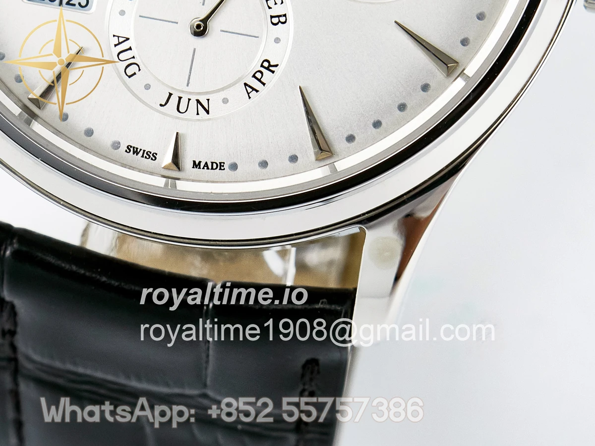 Jaeger-LeCoultre Master Ultra Thin Perpetual Calendar SS V9F White Dial on Black Leather Strap A868 V2 - Image 13