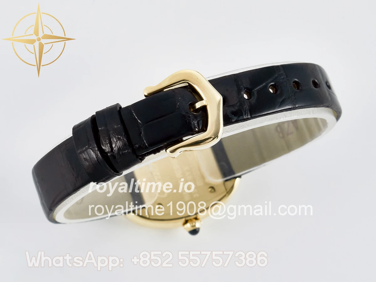 Cartier Baignoire De Cartier YG DRF Silver Dial on Black Leather Strap Swiss Quartz - Image 13