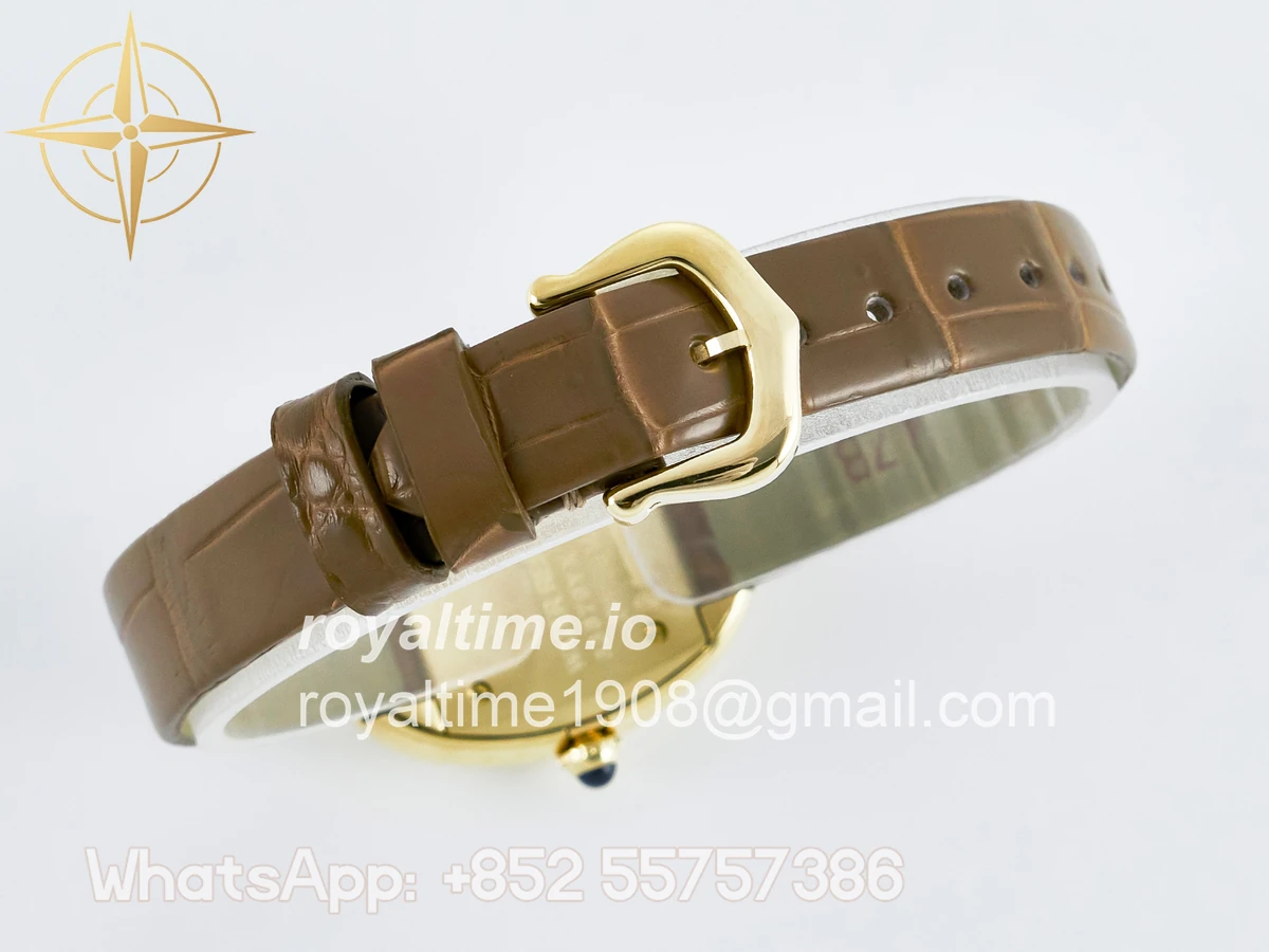 Cartier Baignoire De Cartier YG DRF Silver Dial on Brown Leather Strap Swiss Quartz - Image 13